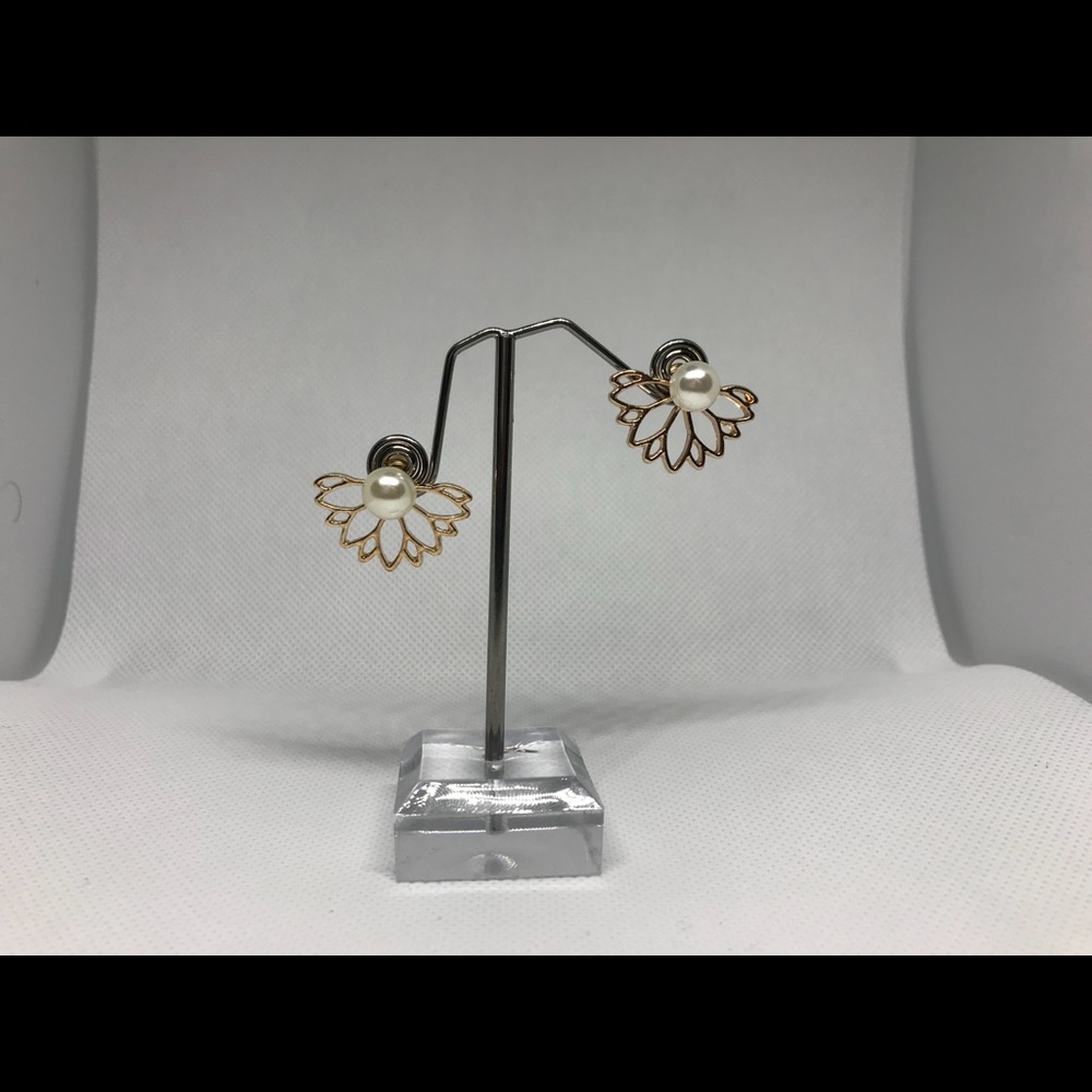 Lotus doubled sided gold plated earrings